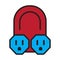 Nema 5-15 power outlet flat color icon for apps or websites