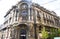 Neo classical building architecture in the historical downtown of Bucharest city. Facade of the old National Library. Romanian`s