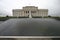 Neo-classical stone Memorial War Museum with main entry on grand stairs and historic WW1 and WW2 cenotaph in Auckland, New Zealand