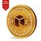 Neo. Crypto currency. 3D isometric Physical coin. Digital currency. Golden coin with Neo symbol isolated on white background. Vect