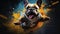 Neo-expressionist French Bulldog: Dynamic And Colorful Artwork