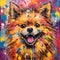 Neo-expressionist Pomeranian Art: Curious Dog With Twisted Characters And Soggy 1970s Feel
