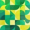 Neo geo seamless pattern design with green and yellow. Bauhaus fun texture illustration. For wrapping paper, packaging, wallpaper