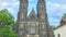 Neo-Gothic Saint Peter and Paul Cathedral timelapse hyperlapse in Vysehrad fortress, Prague.