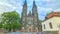 Neo-Gothic Saint Peter and Paul Cathedral timelapse hyperlapse in Vysehrad fortress, Prague.