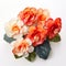 Neo Plasticism Bouquet: Orange And White Flowers On White Background