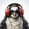 Neo-pop Sensibility: Penguin Deejay With Headphones