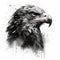 Neo-Traditional Eagle in Impressionistic Realistic Blackwork Style on White Background for Tattoo Designs.