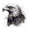 Neo-Traditional Eagle in Impressionistic Realistic Blackwork Style on White Background for Tattoo Designs.