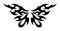 Neo Tribal Tattoo Wings. Y2K Tattoo Butterfly. Vector Black Emo Gothic Illustration in Cyber Sigilism 2000s Style