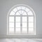Neoclassical Clarity: A White Room With Arched Window And Extruded Design