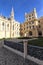 Neogothic castle with ornamental beige facade