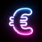 Neon 3d font, blue and pink neon light 3d rendering, Euro symbol