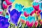 Neon abstract tulips. Fantastic colorful flowers, modern background