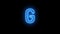 Neon alphabet G glowing font Blue Light flicking