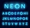 Neon alphabet. Vector realistic glowing letters