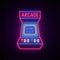 Neon arcade game machine sign.