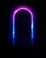 Neon arch. Frame, tunnel or portal. Neon lights. Vector abstract background. Geometric glow outline arc shape or laser