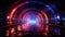 The neon arch that reveals the way into an endless space, like a portal into an unknown w