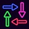 Neon arrows signs. Direction signs