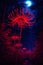 the neon art of japanese red spider lily gothic night landscape of a forest with reddish