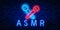 Neon Autonomous sensory meridian response, Vector realistic  neon sign of ASMR frame logo for template