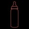 Neon baby bottle symbol red color vector illustration flat style image