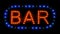Neon bar sign with moving lights