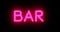 Neon bar sign outside public house, saloon or tavern - 4k