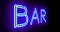 Neon bar sign outside public house, saloon or tavern - 4k