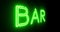 Neon bar sign outside public house or tavern. A colourful graphic for alcohol or cocktails in a lounge - 4k