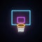 Neon basketball basket sign.