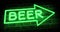 Neon beer sign shows nightclub, bar or pub - 4k