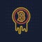 Neon Bitcoin logo. Crypto currency illuminated glowing icon sign