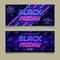 neon black friday banners vector design