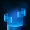 Neon blue gradient modern futuristic display podium stage showcase for technology product for cyber, hologram, data, vr. dark glow