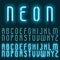 Neon blue light alphabet vector font. Glowing text effect. Neon tube letters on the dark blue background.