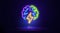 Neon Brainstorm icon. Left and right hemispheres brain neon sign. Creative and logical brain hemisphere glowing icon