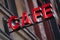 Neon cafe sign, restaurant building, night