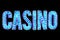 Neon casino inscription, on a black isolate background.Design template. Casino concept, gambling, header for the site. Copy space