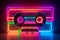 Neon cassette. Nostalgia of the 90s.