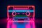 Neon cassette. Nostalgia of the 90s.