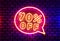 Neon chat frame 70 off text banner. Night Sign board.