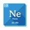 Neon chemical element. Periodic table of the elements.
