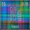 Neon chemical element, Sign with atomic number and atomic weight