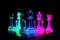 neon chess set against black background for dramatic effect