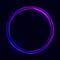 Neon circle design. Futuristic frame effect. Vibrant color element. Glowing ring template. Purple electric light. Modern