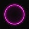 Neon circle. Light glow round purple color isolated on dark background. illuminated frame for design print. Abstract digital circe
