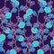Neon Clover field seamless pattern. Cool psychodelic turquoise purple gamma.