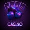 Neon color light casino banner